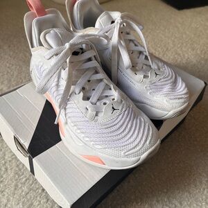 Jordan Kids White and Pink Sneakers